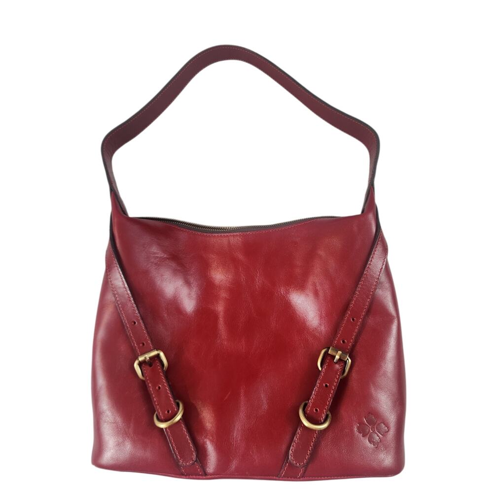 Patricia Nash Elia Hobo shoulder bag ruby red leather purse belt and buckle